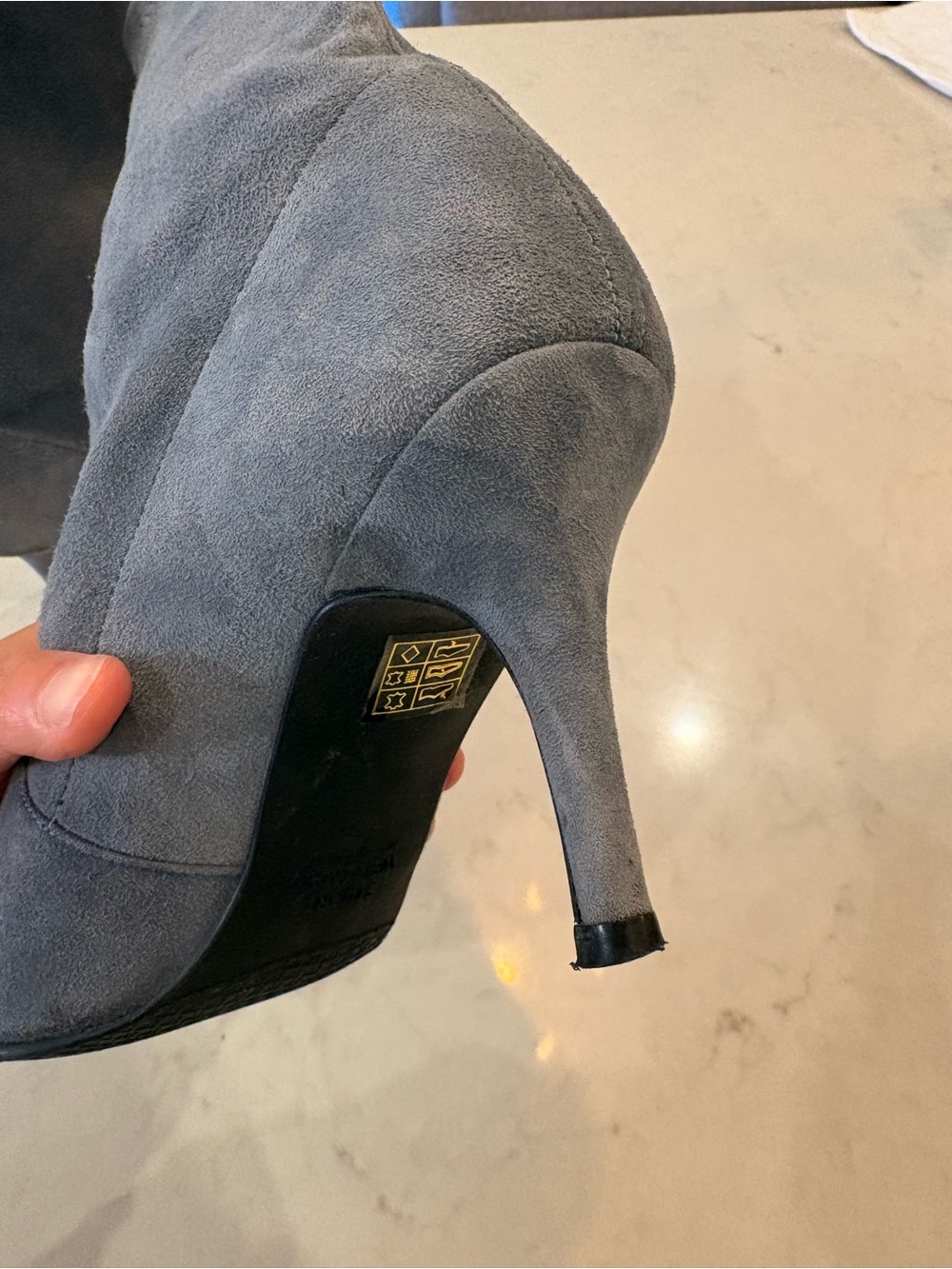 Stuart Weitzman storm blue Suede 4 inch heel Pointed-Toe Ankle sock Bootie 7 - Picture 11 of 16